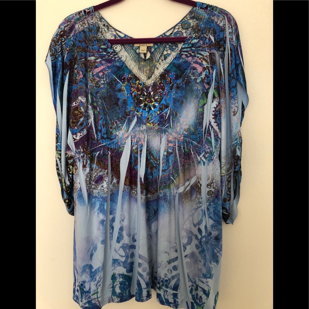 One World XL blue top